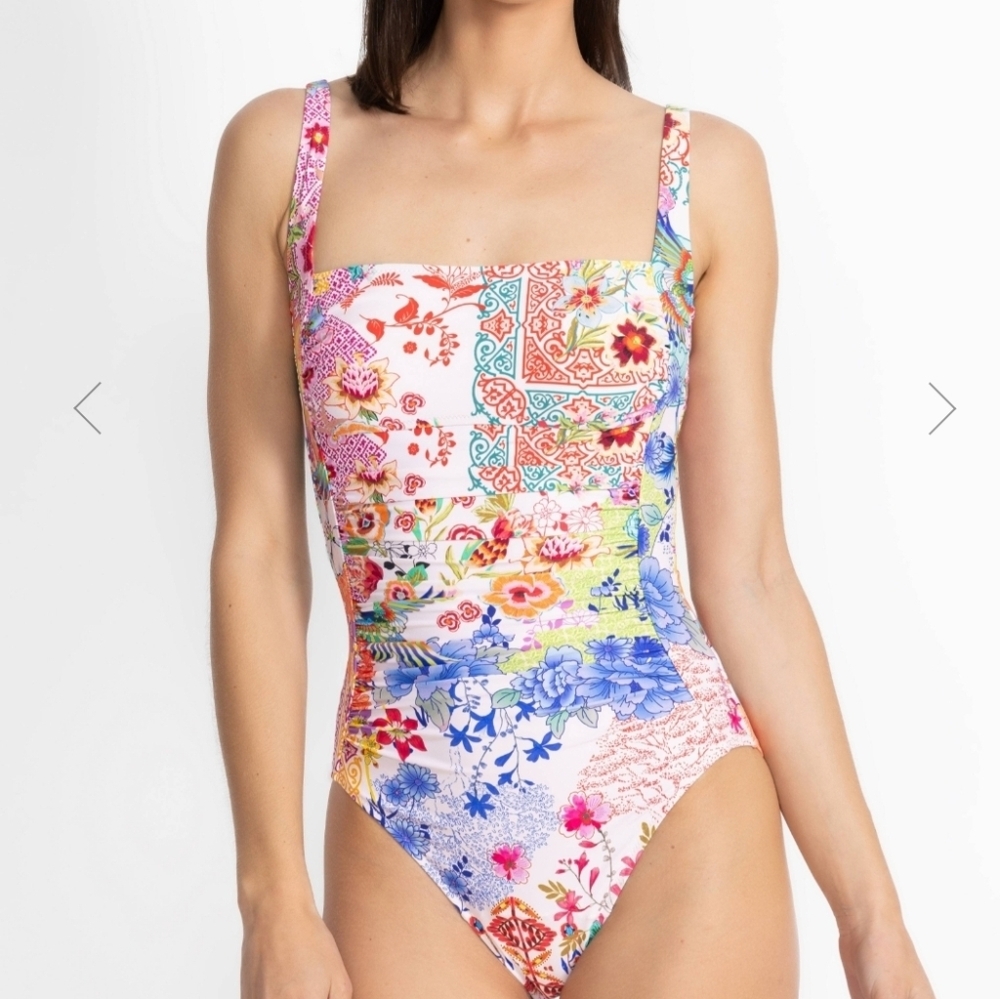 Johnny Was Marilyn Ruched One Piece Medium Multi-Colored Never Worn New With Tag